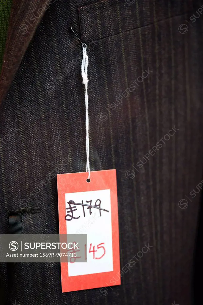 Sale tag on clothing