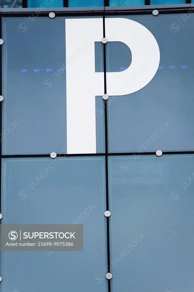 Close_up of letter p painted on building facade