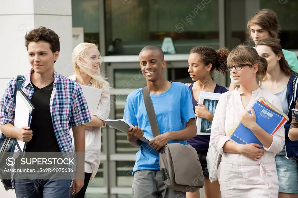 University students walking together
