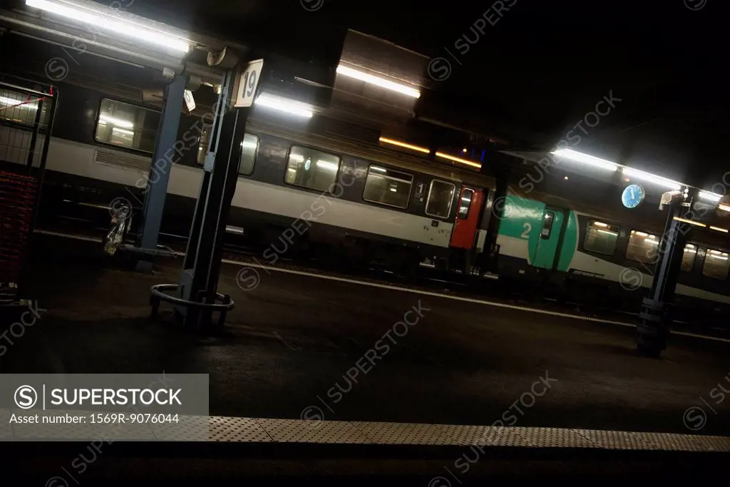 Subway train stopped at platform