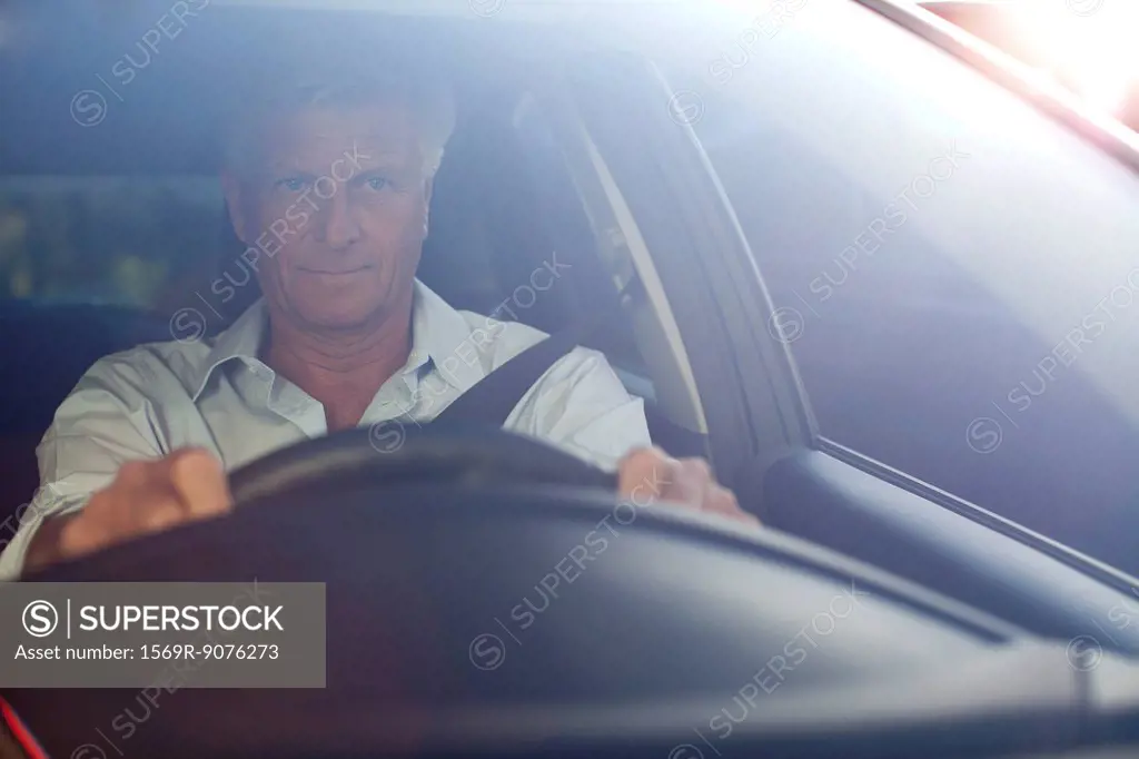 Man driving car, portrait
