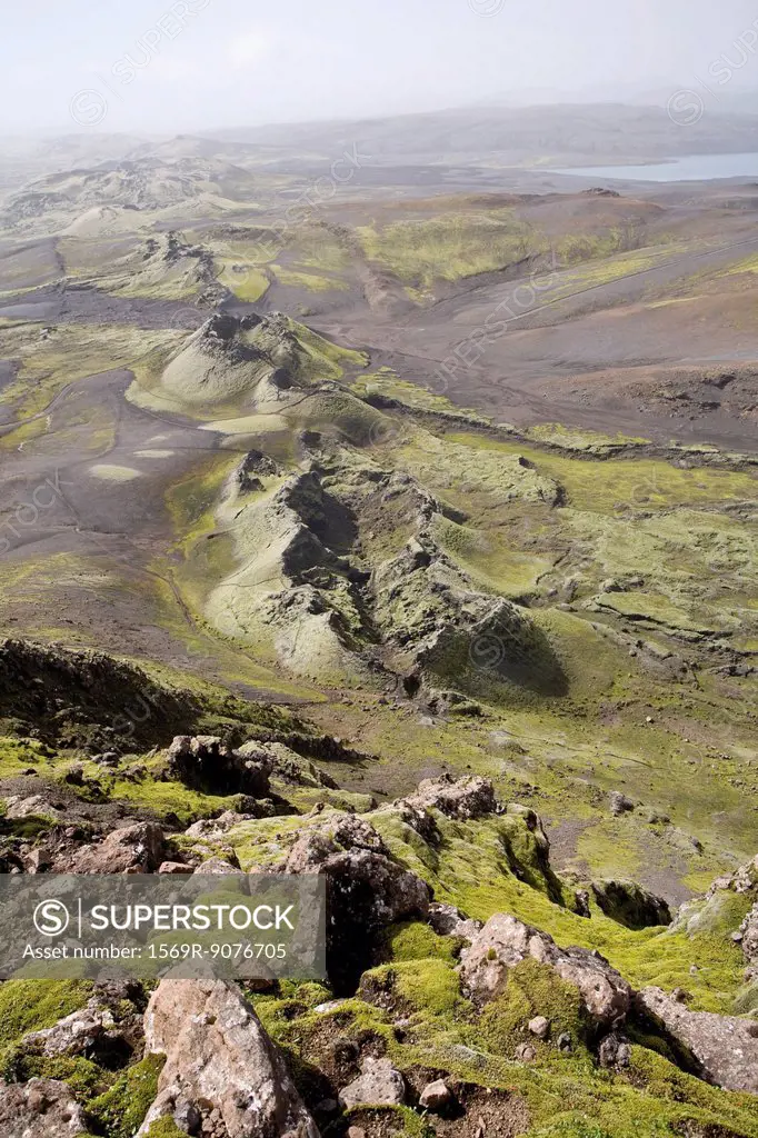 Lakagigar volcanic fissure also known as Craters of Laki or The Laki, Iceland