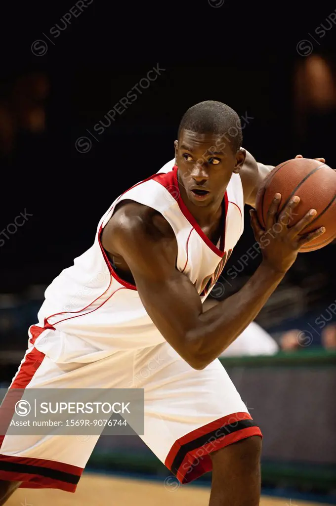 Basketball player focused on game