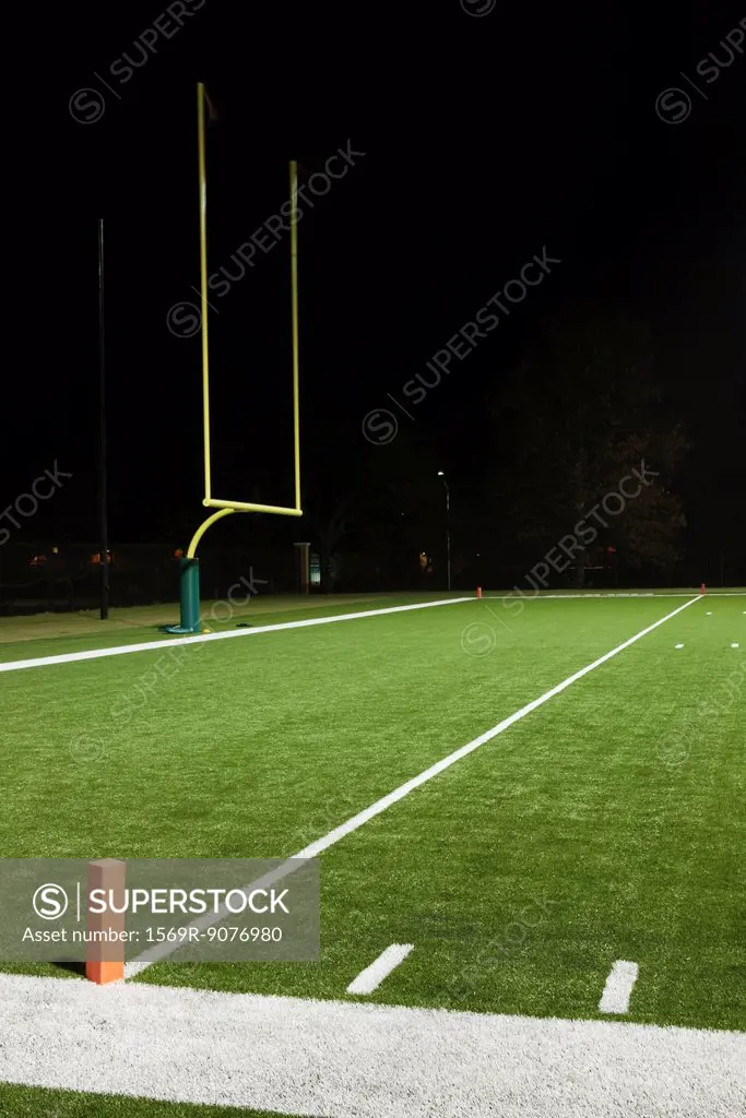 Goal post on empty football field