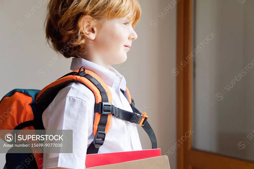 Boy prepared for school