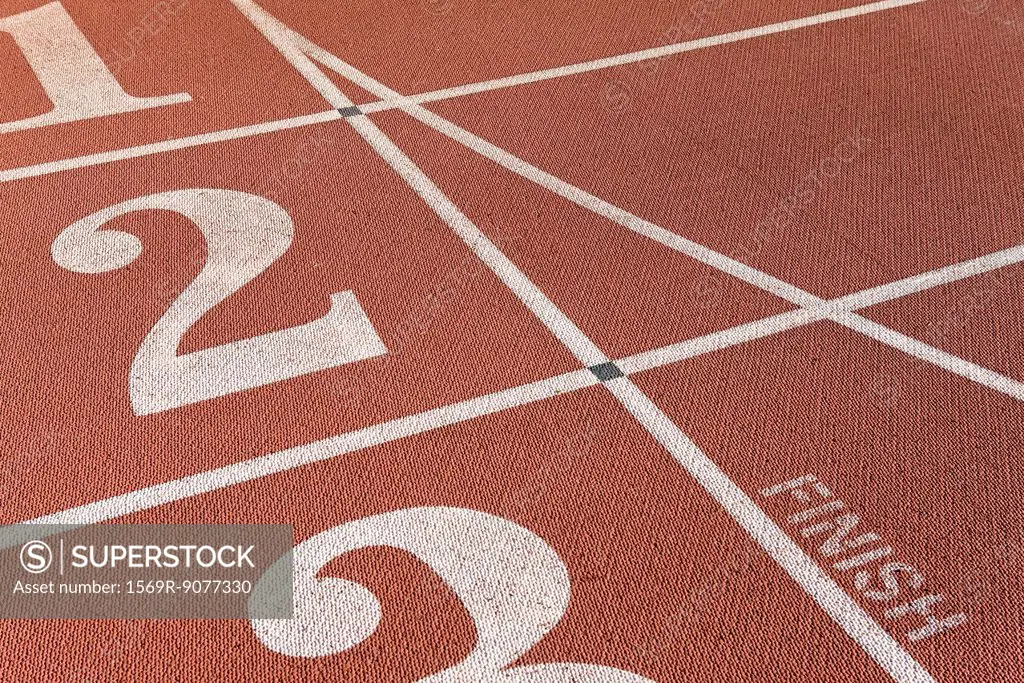 Lanes of running track, focus on lane two