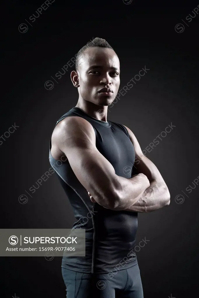 Muscular male athlete, portrait