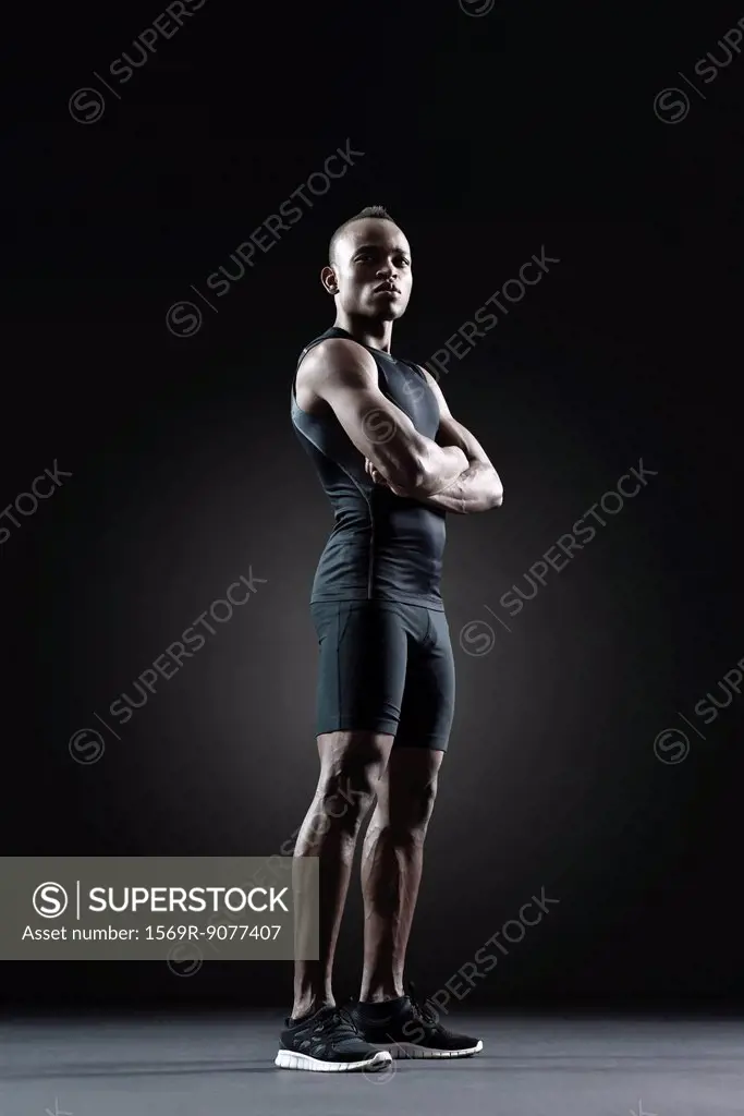 Muscular male athlete, portrait