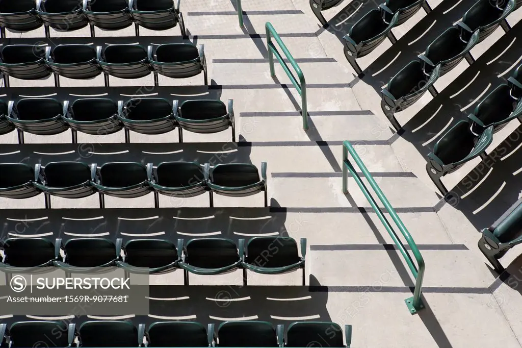 Empty stadium seating, overhead view
