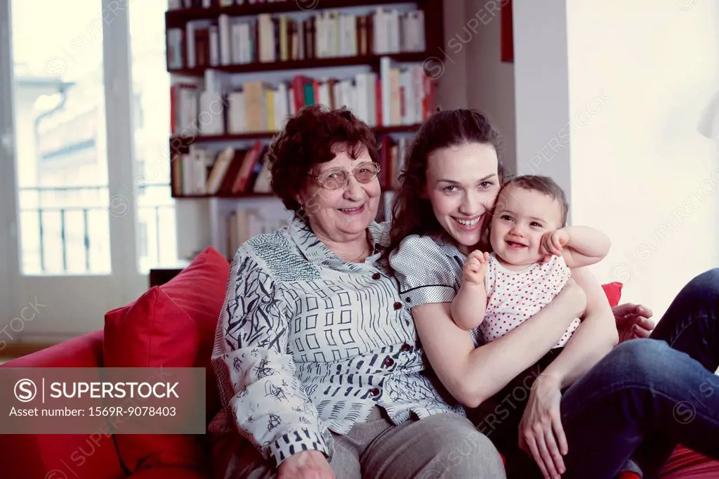 Grandmother, mother and baby girl, portrait