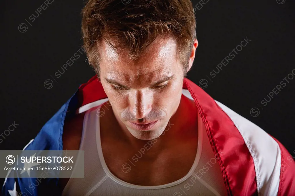 Athlete covered with American flag