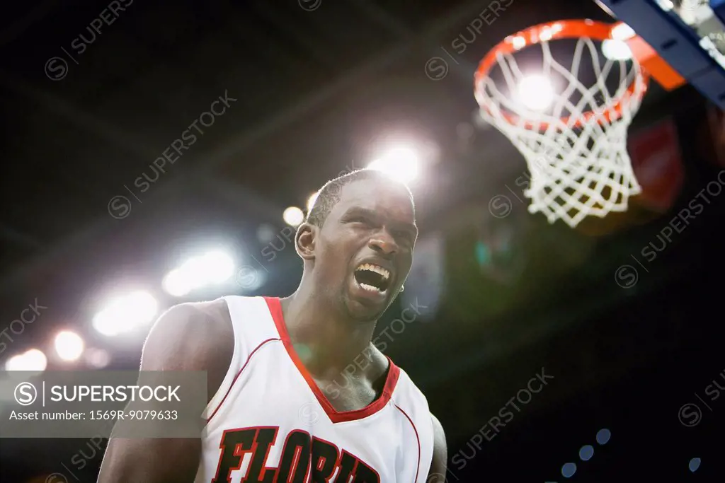 Basketball player shouting