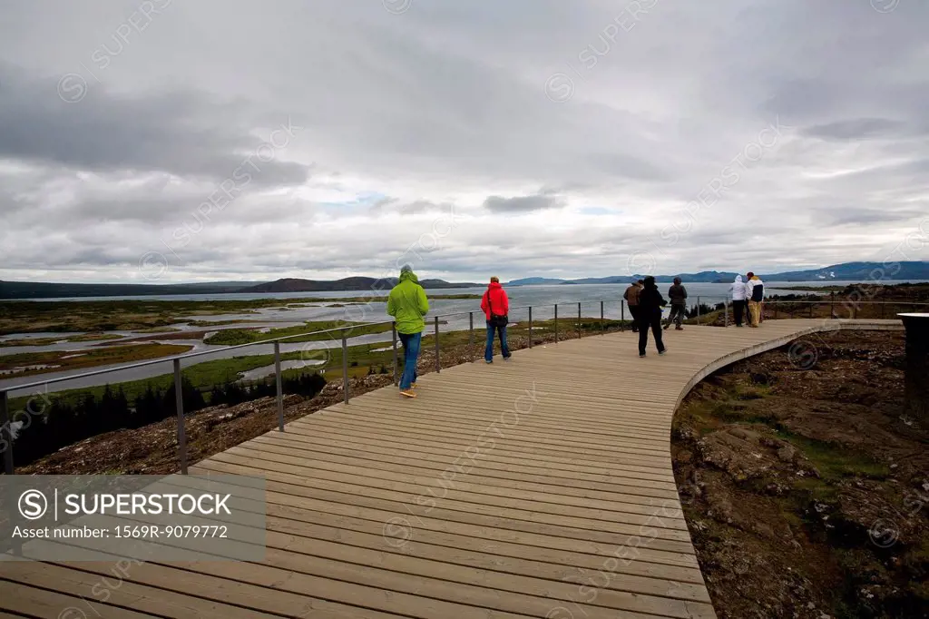 Tourists at Pingvellir Thingvellir National Park, Iceland