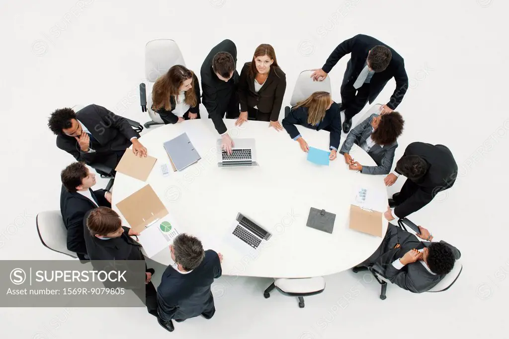 Businesswoman working with associates at meeting