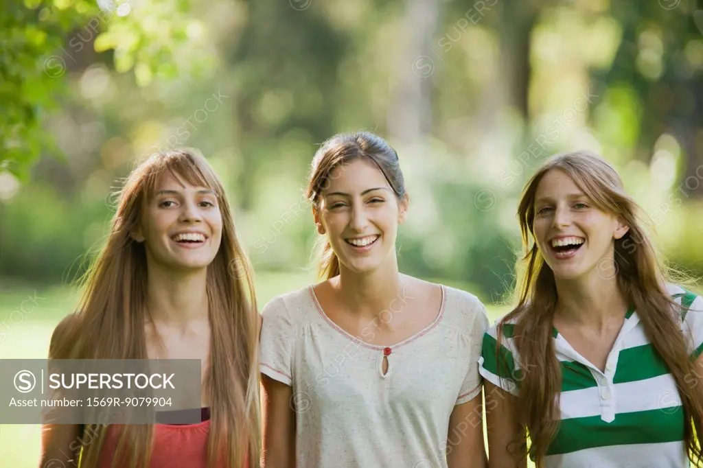 Young women laughing, portrait