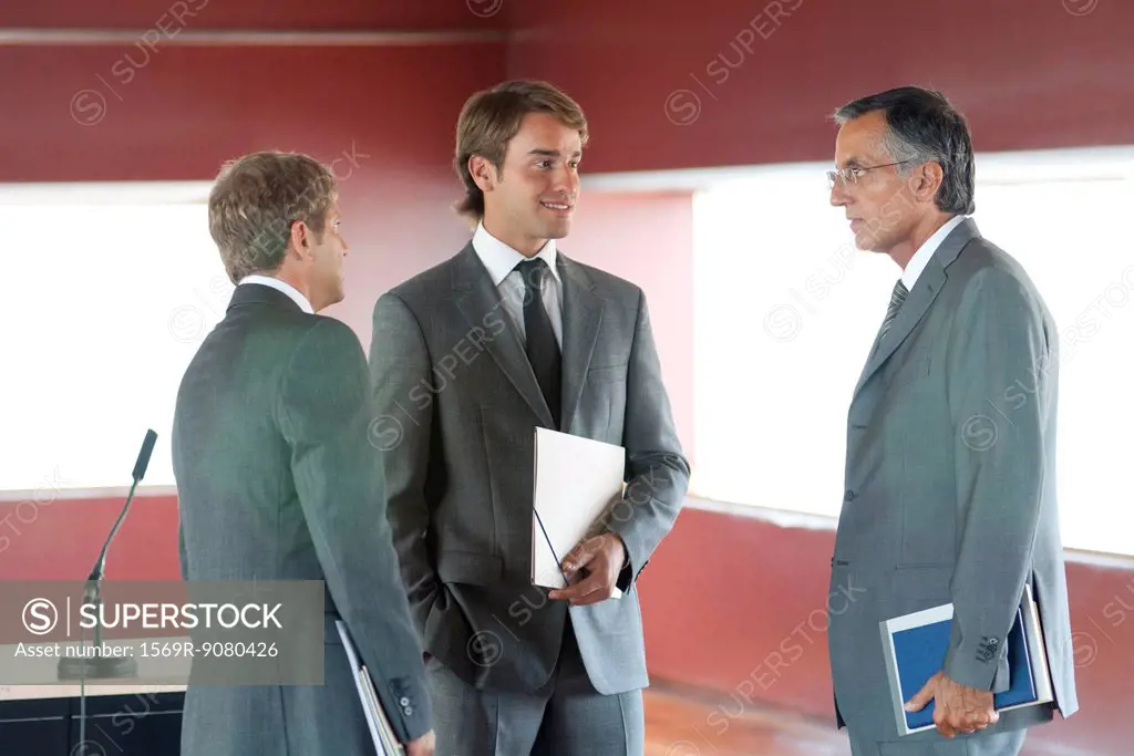 Businessmen talking in office