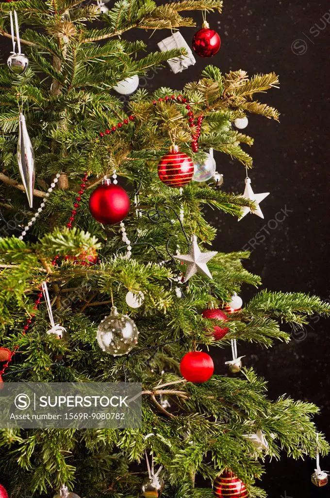Christmas ornaments on Christmas tree