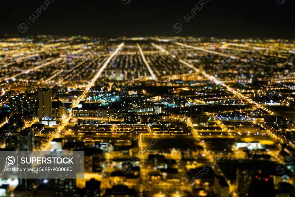Night view of Chicago from the John Hancock Observatory