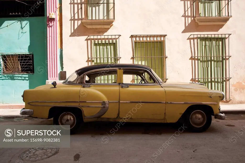 Vintage car parked on street