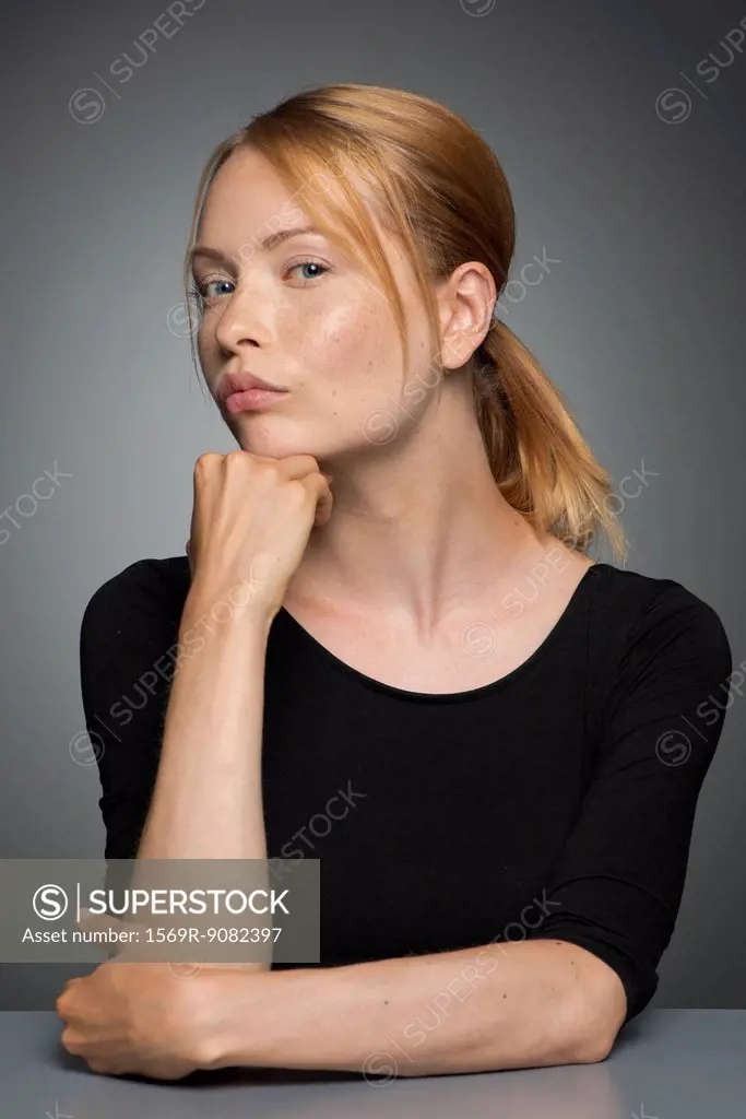 Woman sulking, portrait