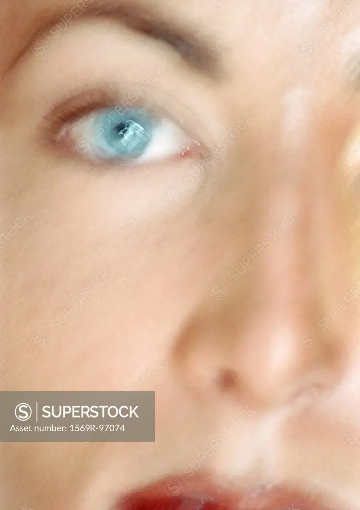 Woman´s face, partial view, close-up, blurred