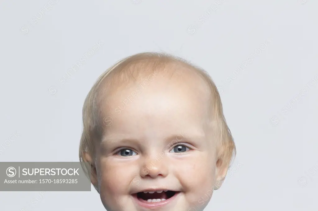 Portrait cute happy baby boy on white background