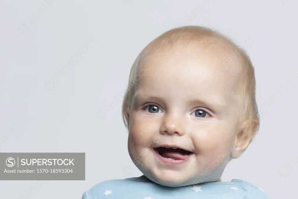 Portrait cute baby boy on white background