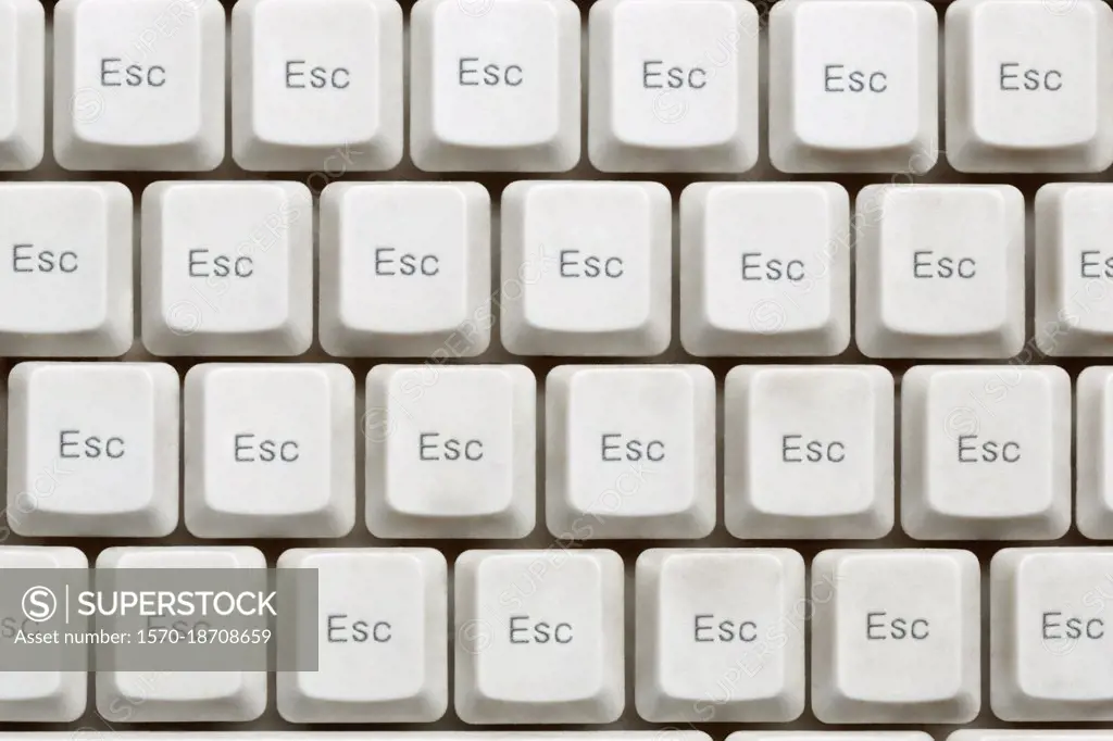Close up escape keys on computer keyboard