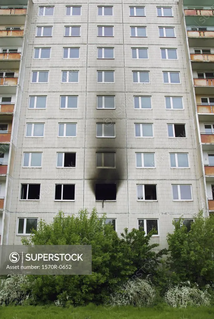 An apartment building after a fire
