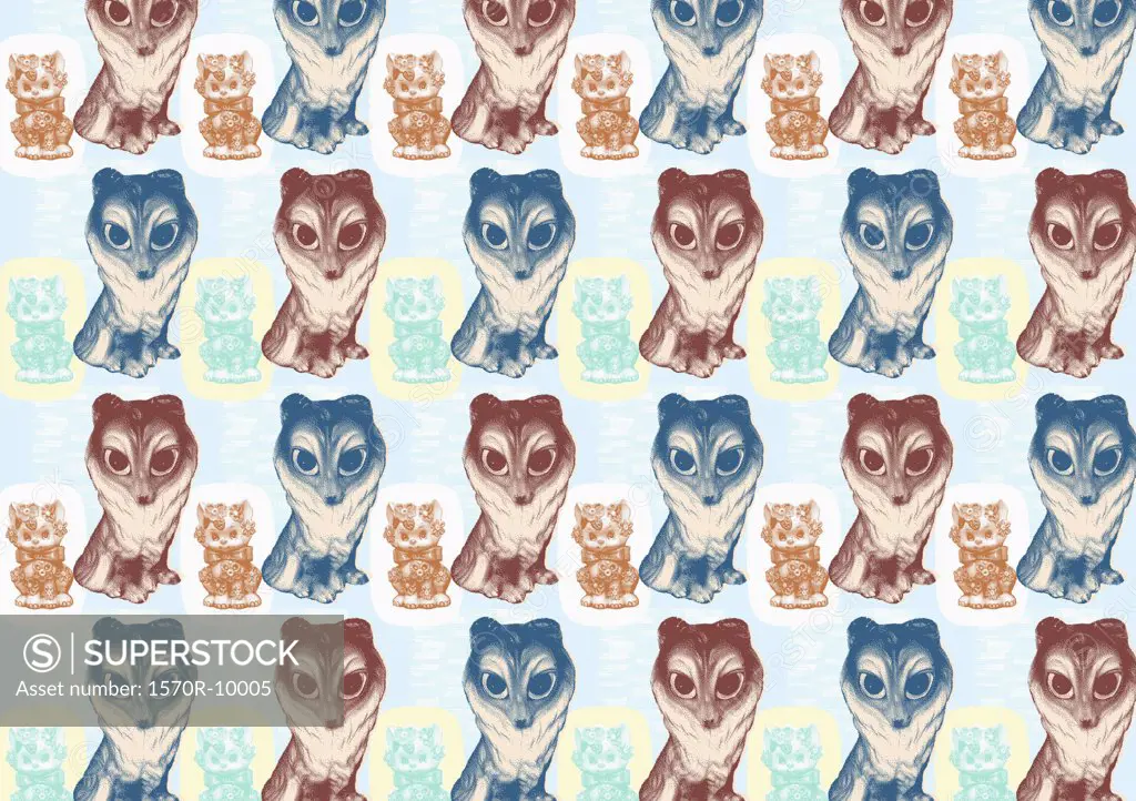 illustrated pattern featuring dog and girl
