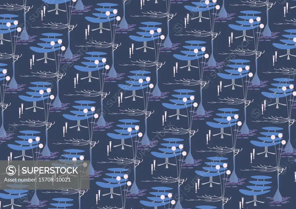 illustrated pattern featuring trees