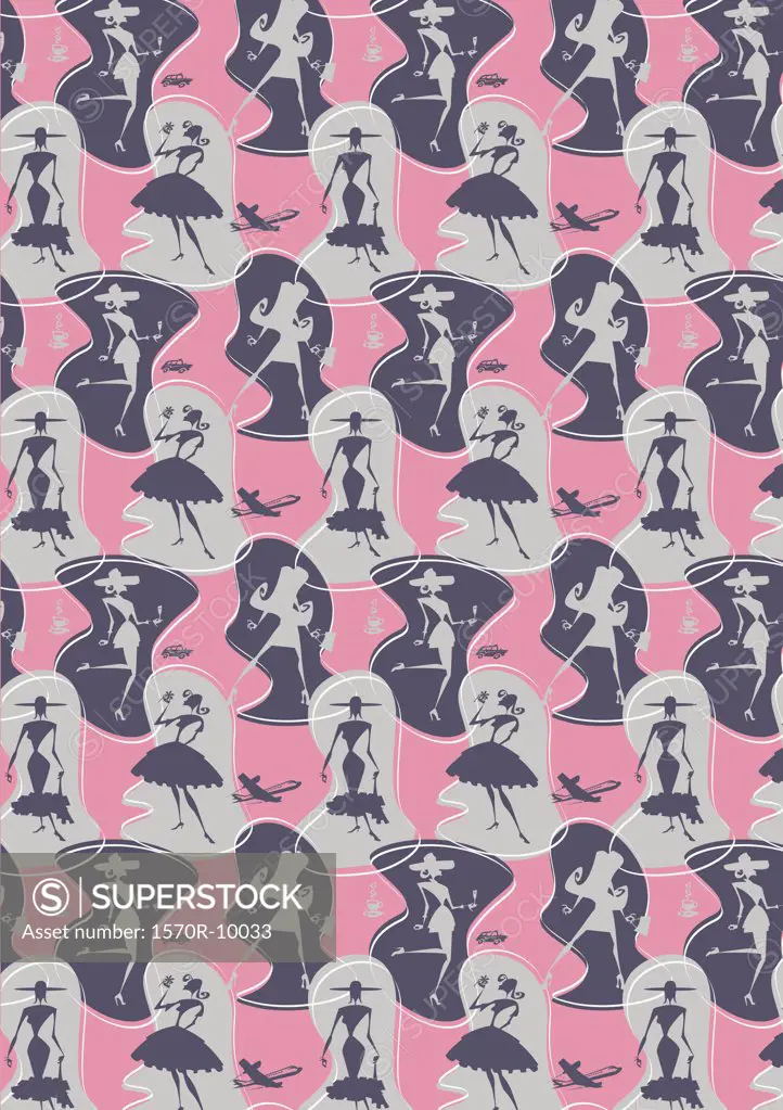 illustrated abstract pattern featuring women