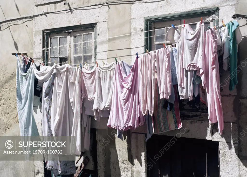 Laundry hanging on clothesline
