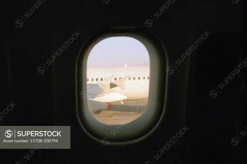 View through airplane window