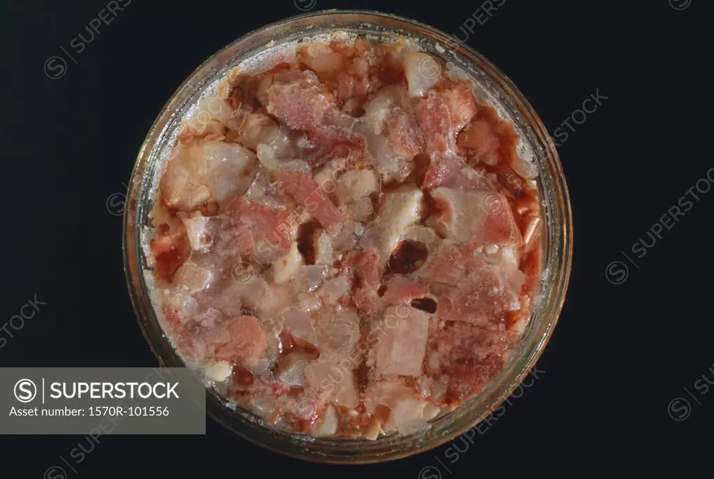 Top view of assorted pieces of meat in a bowl
