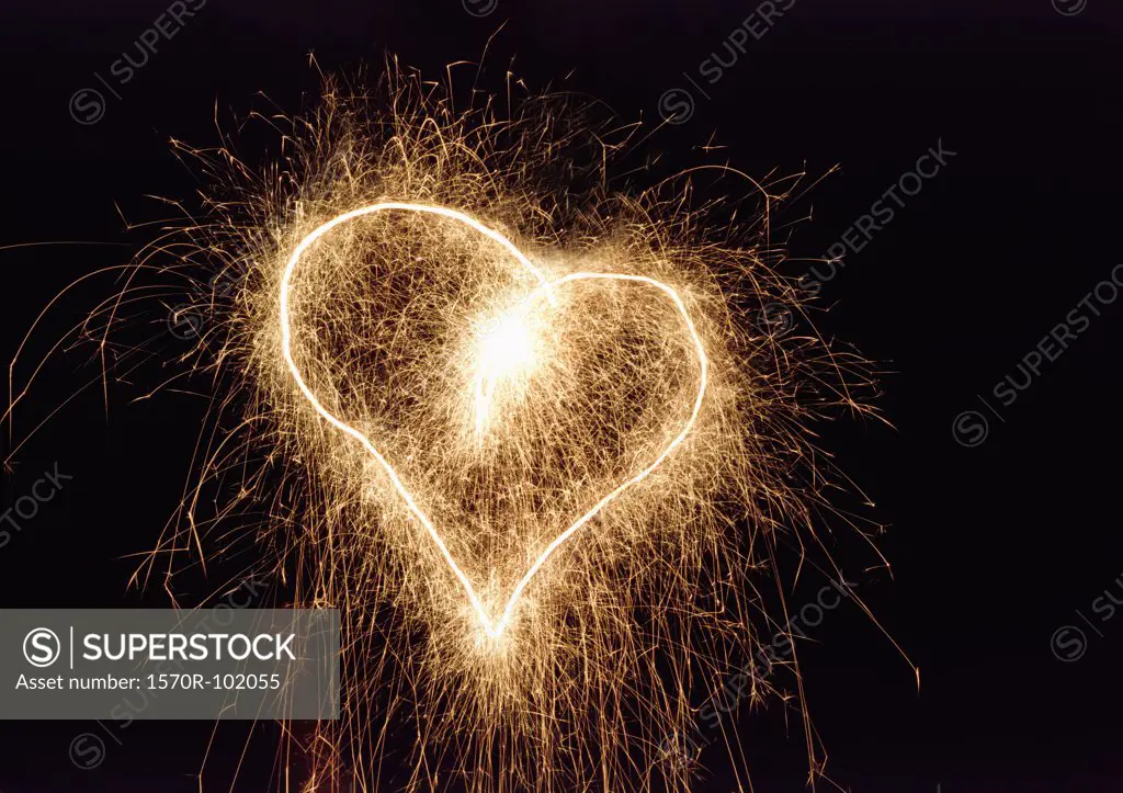 A sparkler in the shape of a heart