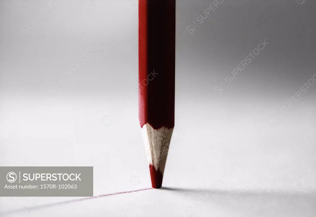 Front view of a red colored pencil