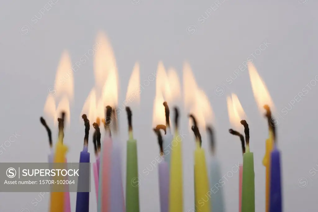 Lit birthday candles
