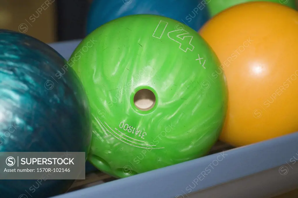 A group of bowling balls