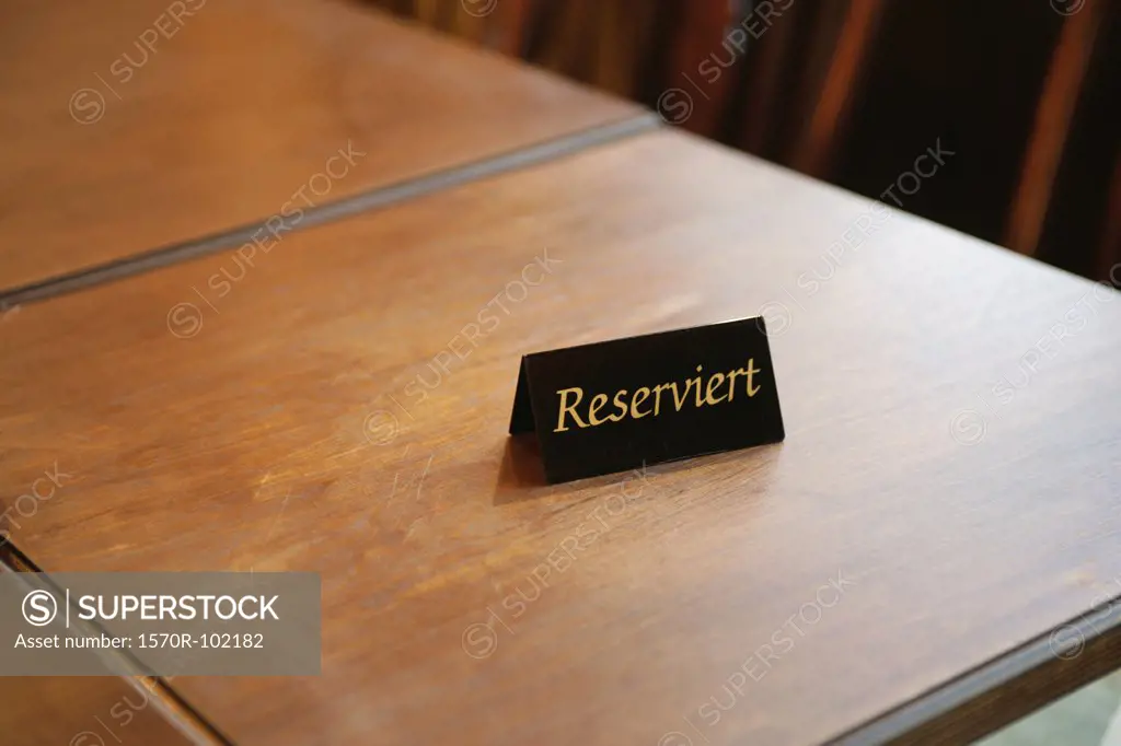 High angle view of a reserved table in a restaurant