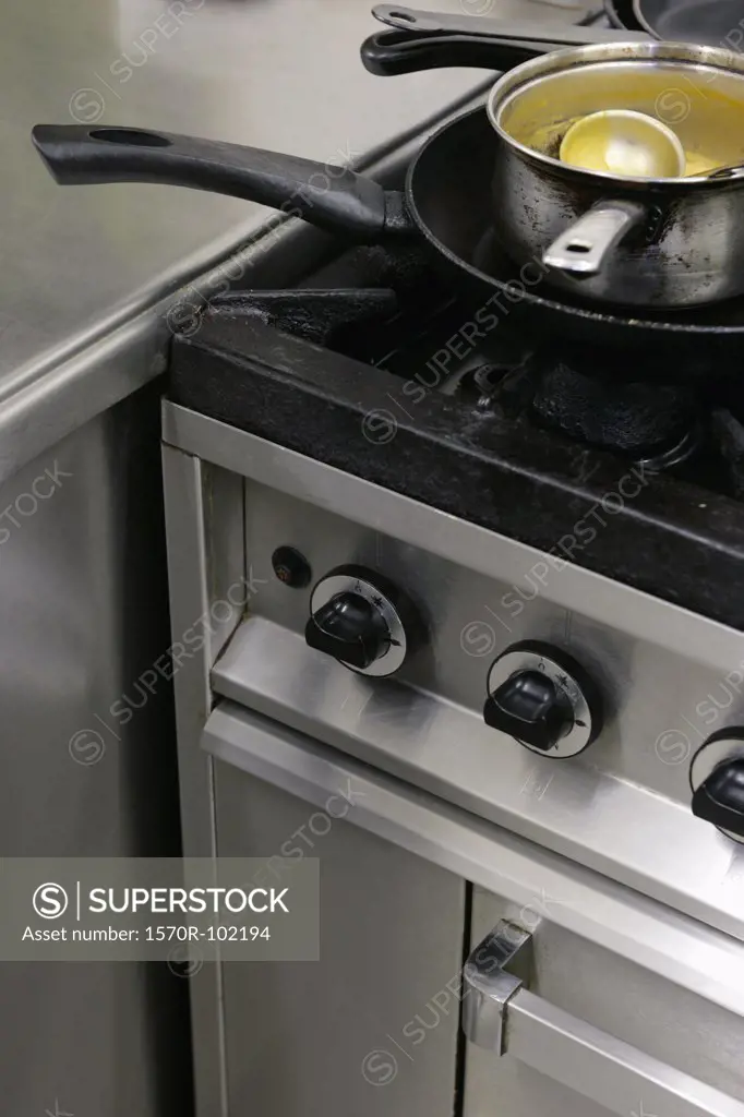 High angle view of an industrial stove