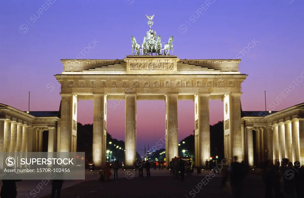 Brandenburg Gate at sunset, Berlin, Germany