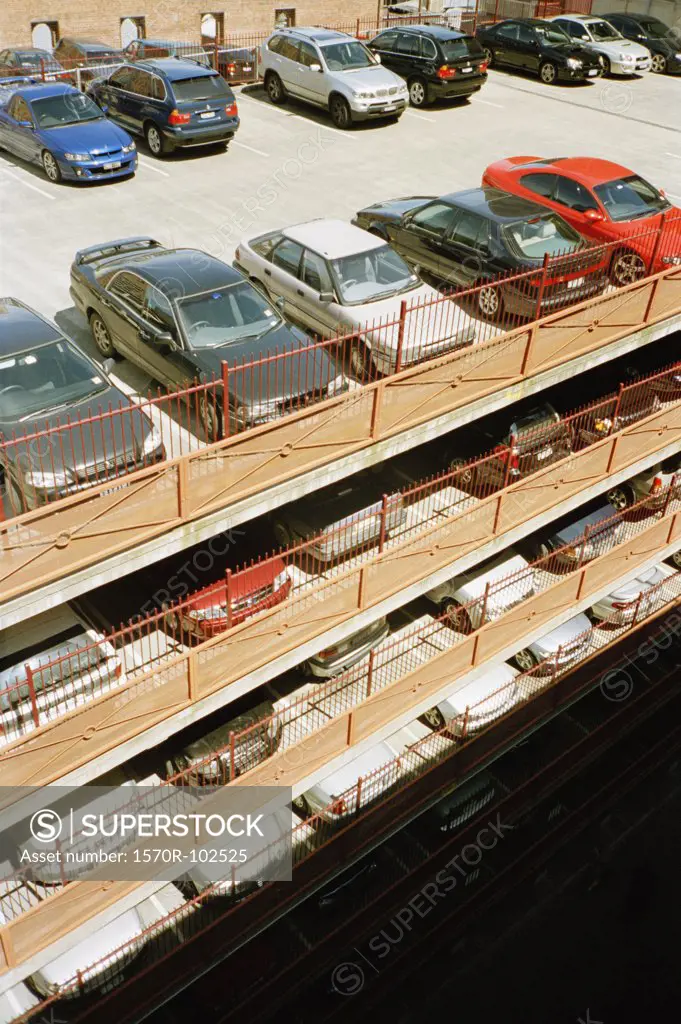 Cars parked in multistorey car park