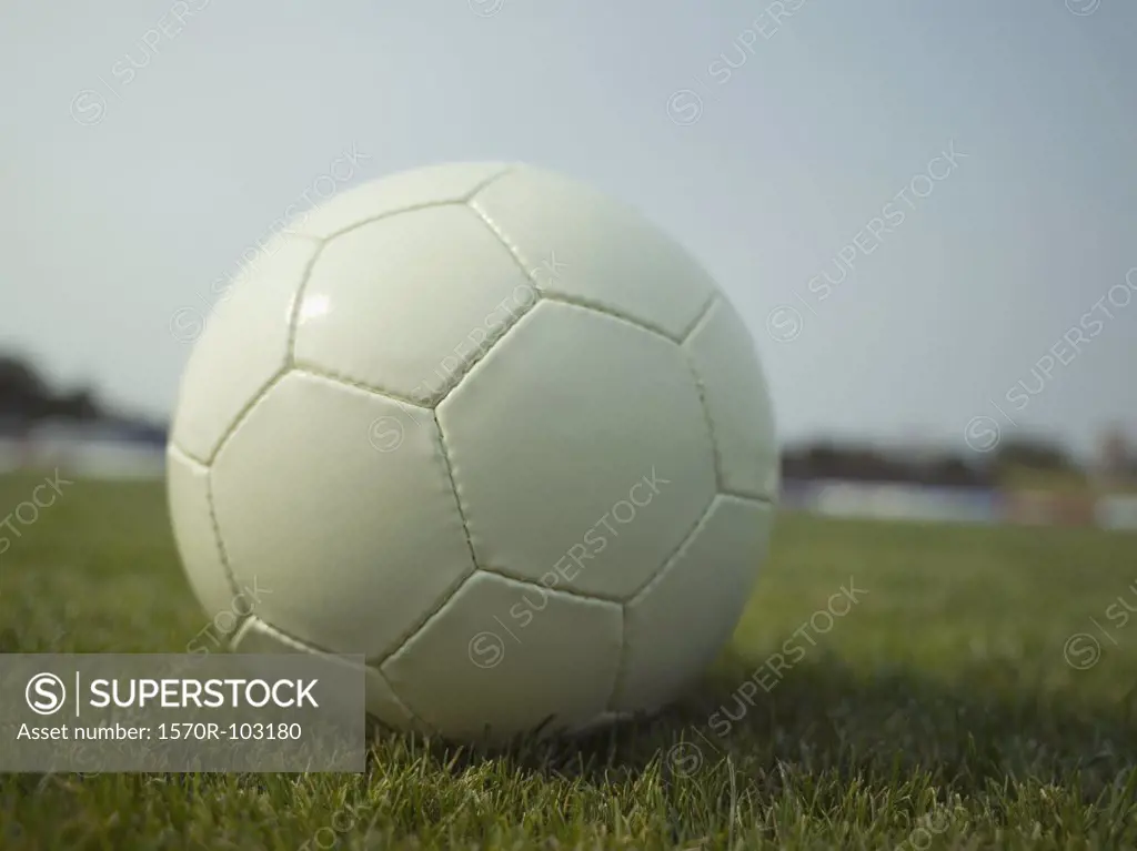 A soccer ball on a soccer field