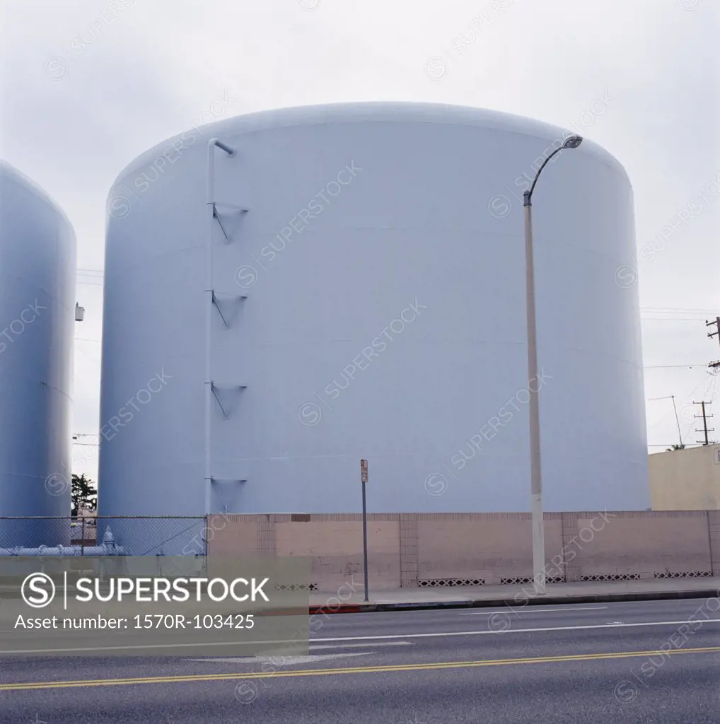 Blue storage tanks