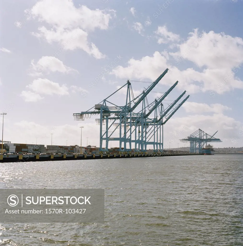 Heavy cranes on commercial dock