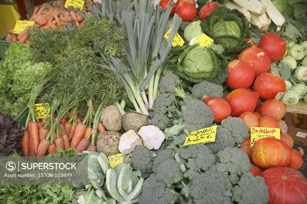 Assorted vegetables at market