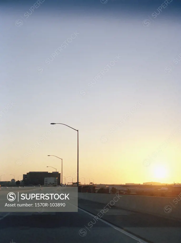 Highway at sunset