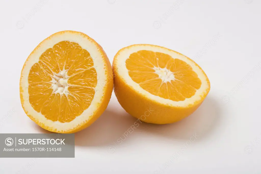 Two orange halves