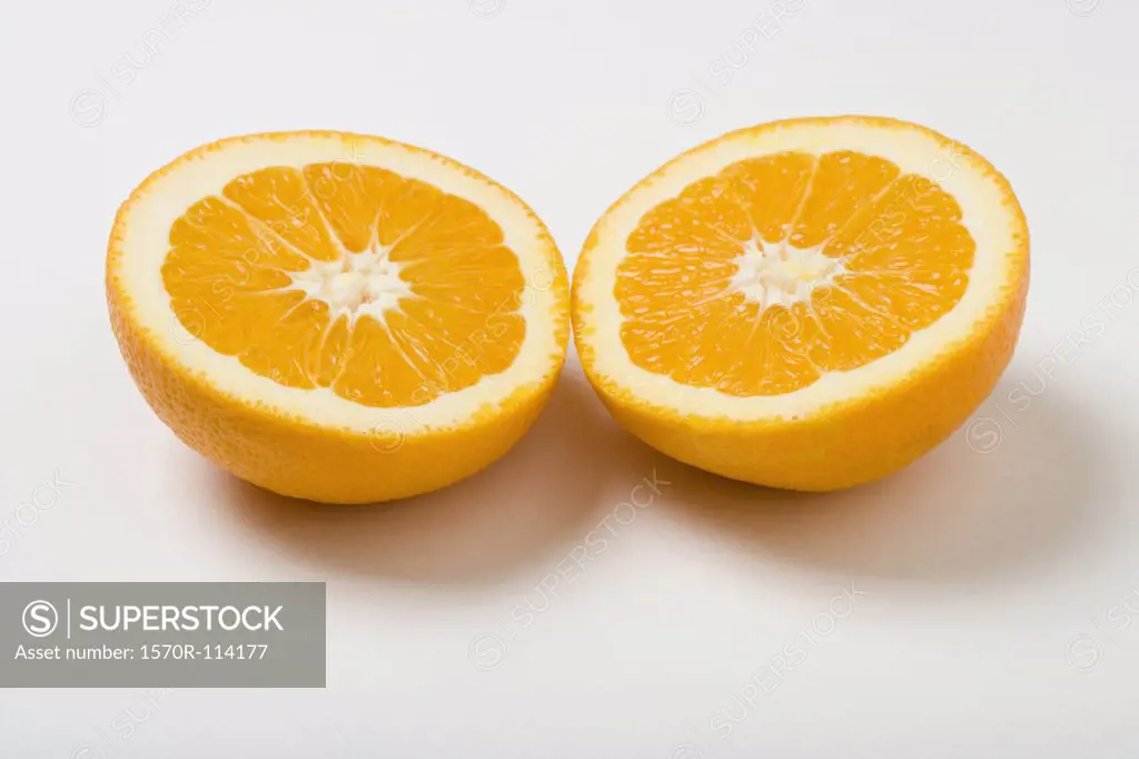 Two halves of an orange